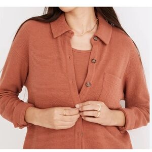 Madewell Textural Knit Shirt-Jacket Weathered Brick Size M